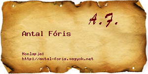 Antal Fóris névjegykártya